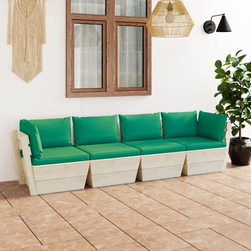 The Living Store Vrtni kavč &amp;scaron;tirised iz palet z blazinami smrekovina - Kavč Iz Palet, (21467035) Slike