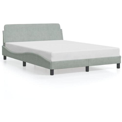 VidaXL Posteljni okvir z vzglavjem svetlo siv 137x190 cm žamet, (21072848) Slike