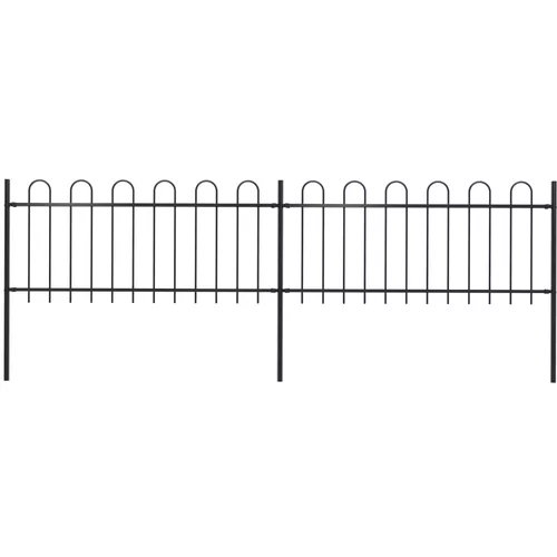  ograda s ukrasnim lukovima čelična 3,4 x 0,8 m crna