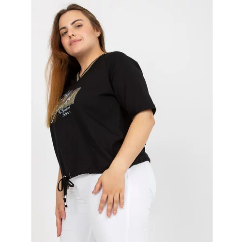Fashion Hunters Black everyday plus size blouse with ribbing