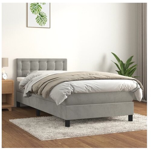  Box spring postelja z vzmetnico svetlo siva 100x200 cm žamet Cene