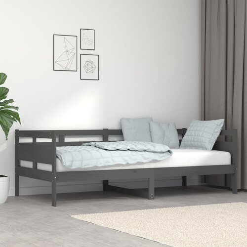 The Living Store Dnevna postelja siva trdna borovina 90x200 cm - Dnevna Postelja, (21508626) Slike