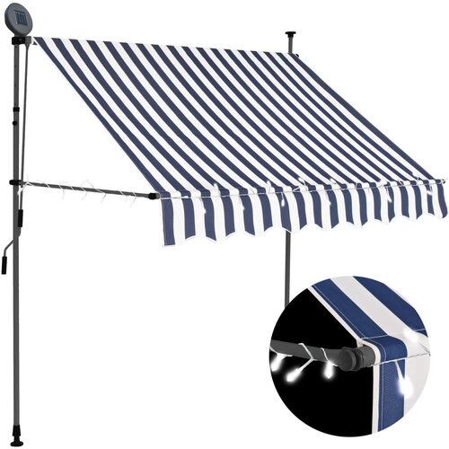 vidaXL tenda na ručno uvlačenje s LED svjetlima 200 cm plavo-bijela Cijene