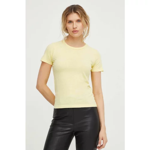 American Vintage Pamučna majica za žene, boja: žuta