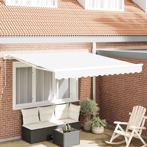 VidaXL Ročna retraktibilna tenda Bela 350x250 cm Slike