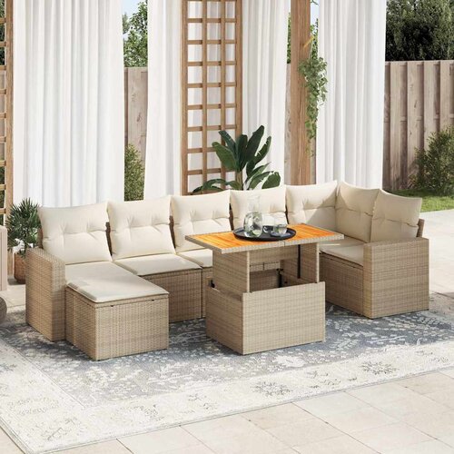 vidaXL 8-dijelni set vrtnih sofa od poliratana s jastucima bež Cijene