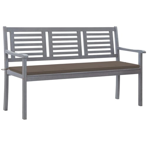 The Living Store Vrtna klop za 3 osebe z blazino 150 cm siv evkaliptusov les - Klop, (21472535) Slike