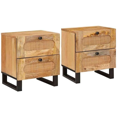  Nočna omarica 2 pcs Naravna 40 x 33,5 x 46 cm Masiven les manga, (5000107140) Cene