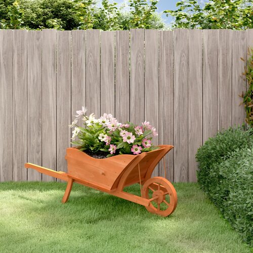 VidaXL Sadilica s kolicima 128 x 45 5 x 43 cm od masivne jelovine Slike