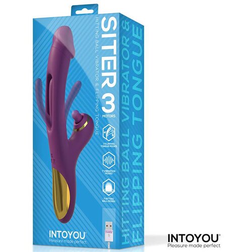 INTOYOU Siter Vibrator with Hitting Ball &amp;amp; Flipping Tongue 3 Motors Purple Slike