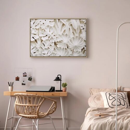  Slika - Ceramic Leaves (1 Part) Wide 60x40 U prirodnom drvenom okviru Slike