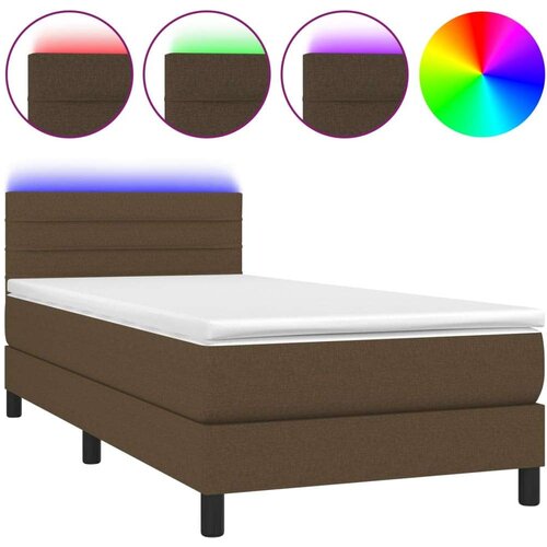 vidaXL Box spring postelja z vzmetnico LED temno rjava 100x200cm blago Cene