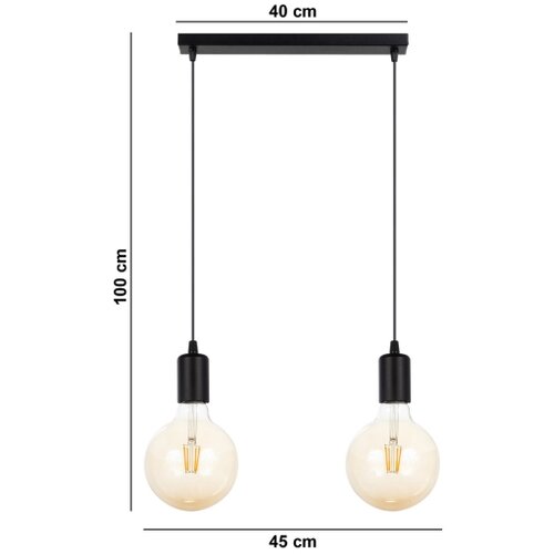  Luster na sajli MIROS 2xE27/60W/230V crne boje Slike