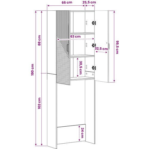  Kabinetska WC HAARLEM Siva Sonoma 66 x 25,5 x 190 cm Slike