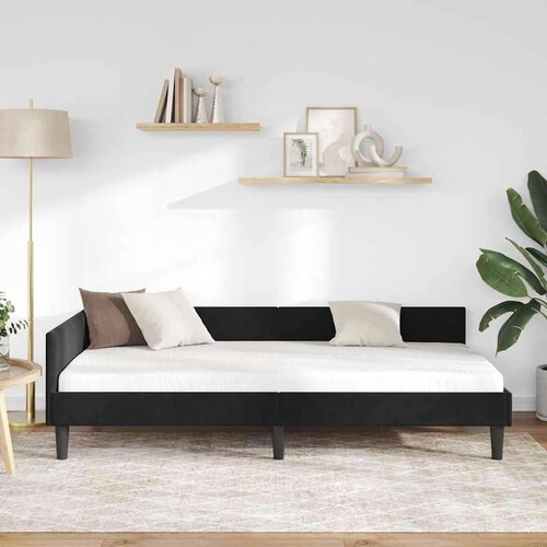 vidaXL Kotni posteljni okvir Črna 100 x 200 cm Samet in inženirski les Cene