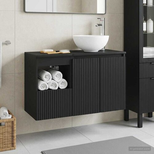 Set namještaja za kupaonicu 2 kom. Crna Konstruirano drvo 49,5 x 41 x 80 cm Cene