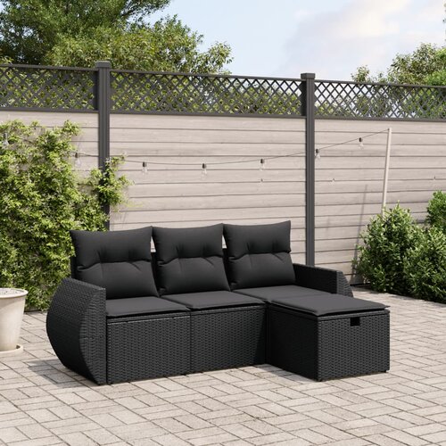 vidaXL 4-dijelni set vrtnih sofa od poliratana s jastucima crni Cijene