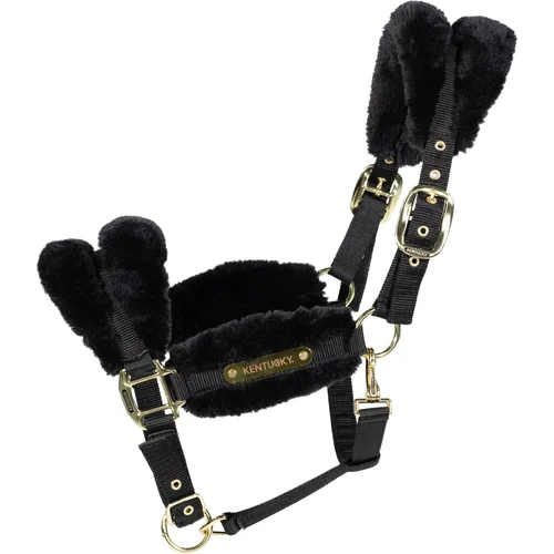 Kentucky Horsewear Oglavka Nylon Sheepskin Soft, Black - Cob