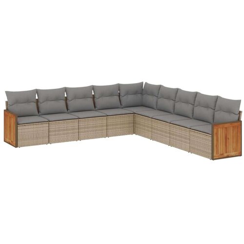 vidaXL 9-dijelni set vrtnih sofa s jastucima bež od poliratana Cijene