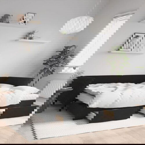  The Living Store Izvlečna dnevna postelja s predali črna 100x200 cm žamet - Izvlečna Dnevna Postelja, (21492863) Cene