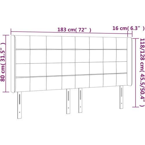  LED uzglavlje smeđesivo 183 x 16 x 118/128 cm od tkanine Slike