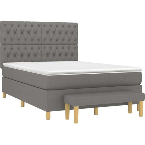  Krevet s oprugama i madracem tamnosivi 140x190 cm od tkanine Slike