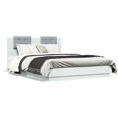  Okvir kreveta s uzglavljem i LED svjetlima bijeli 120 x 200 cm