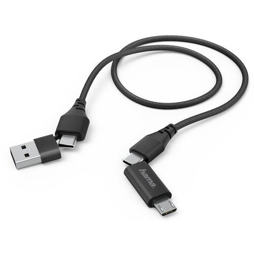 Hama 4-v-1 kabel tipa C z mikro USB in A adapterjem 1,5 m črne barve, (5000262048) Cene