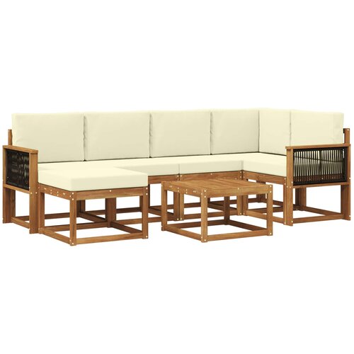 vidaXL Zunanja garnitura za sedenje z blazino 7 pcs Naravna in smetana, (5000282686) Cene