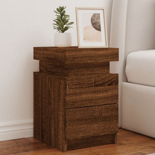  The Living Store Nočna omarica z LED lučkami 2 kosa rjavi hrast 35x39x55 cm - Nočna Omarica, (21448615) Cene