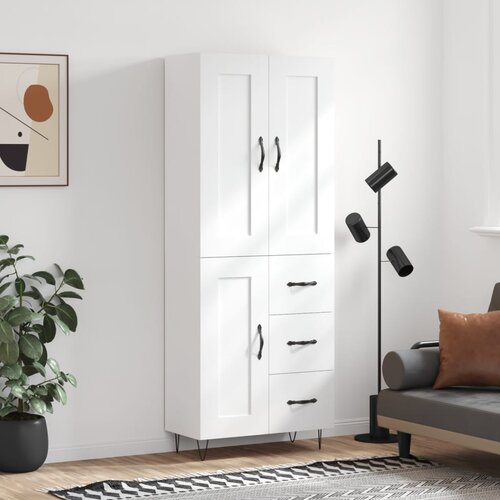 vidaXL Visoka omara bela 69,5x34x180 cm inženirski les Cene