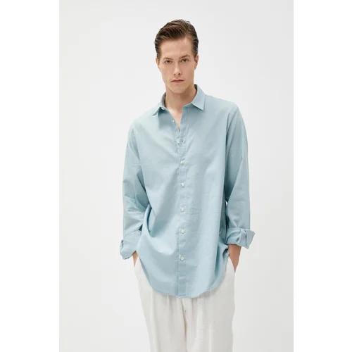 Koton Linen Blend Shirt Classic Collar Long Sleeve