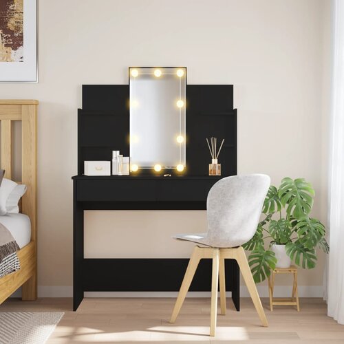 VidaXL Toaletna mizica z LED lučkami črna 96x40x142 cm Slike