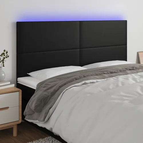 vidaXL LED posteljno vzglavje črno 200x5x118/128 cm umetno usnje