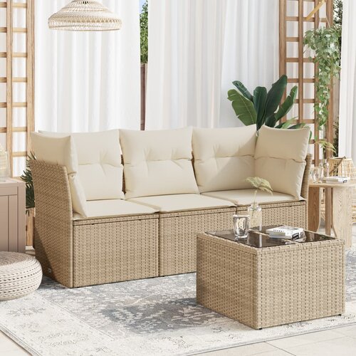 VidaXL 4-dijelni set vrtnih sofa s jastucima bež od poliratana Slike