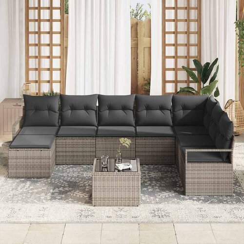  Set sofe 9 kom. Svijetlo siva poliratan Svjetlosiva 287 x 177 x 85 cm Slike