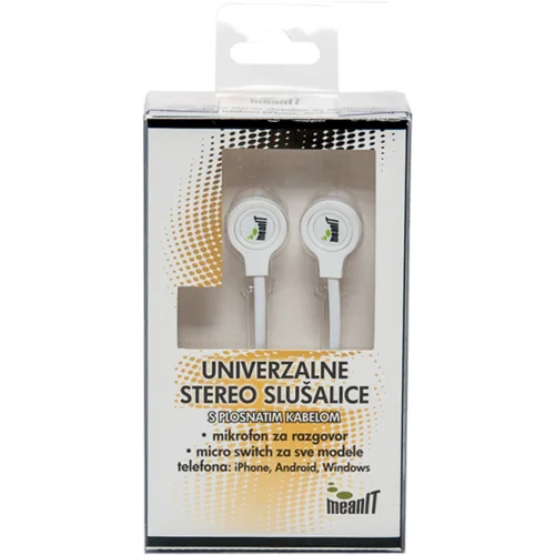 Mean IT Slušalice sa mikrofonom, stereo, 3,5mm, bijele – SLUNI2