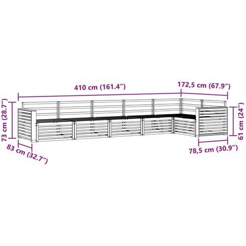  Set vanjskih sofa 6 kom. Prirodna Smeđa 410 x 170,5 x 73 cm Slike