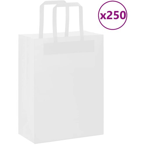 VidaXL Papirnate vrečke 250 kosov z ročaji bela 21x11x28 cm Slike
