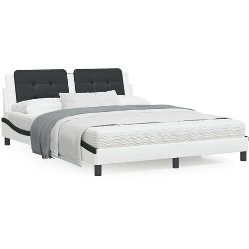 vidaXL Okvir kreveta LED bijelo-crni 160 x 200 cm od umjetne kože Cene