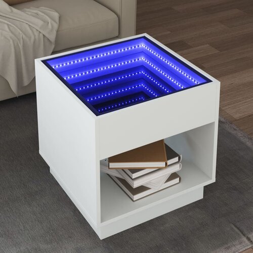vidaXL Klubska mizica z neskončnimi LED bela 50x50x50 cm Cene