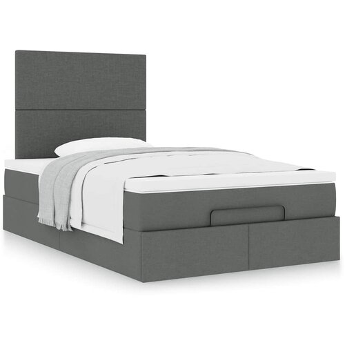 VidaXL Otomanski posteljni okvir z vzmetnico siv 120x190 cm blago Slike