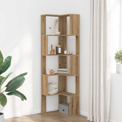  Kutni regal z knjige 5 razine artisian hrast 50x50x179cm drveni Cijene