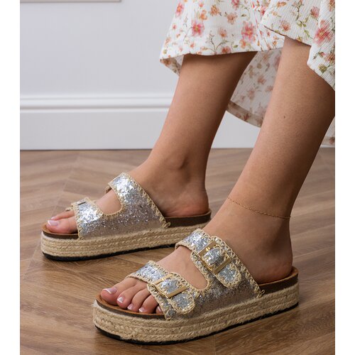 D/CEO Silver espadrille sandals with buckles Induri Cene