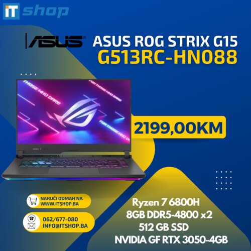 Asus Laptop ROG Strix G15 G513RC-HN088 R7-6800H/16G/512GB Cijene