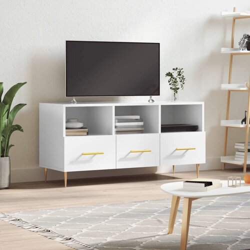 TV ormarić sjajni bijeli 102 x 36 x 50 cm od konstruiranog drva Slike