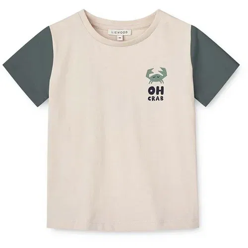Liewood Otroška bombažna majica Apia Baby Placement Shortsleeve T-shirt turkizna barva