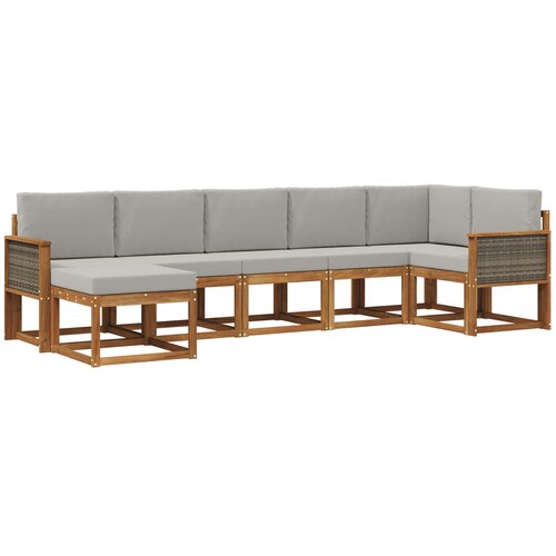 vidaXL Zunanja garnitura za sedenje 7 pcs Naravna in svetlo siva, (5000282066) Cene