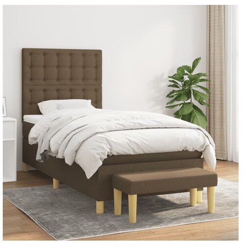 vidaXL Box spring postelja z vzmetnico temno rjav 90x190 cm blago Cene