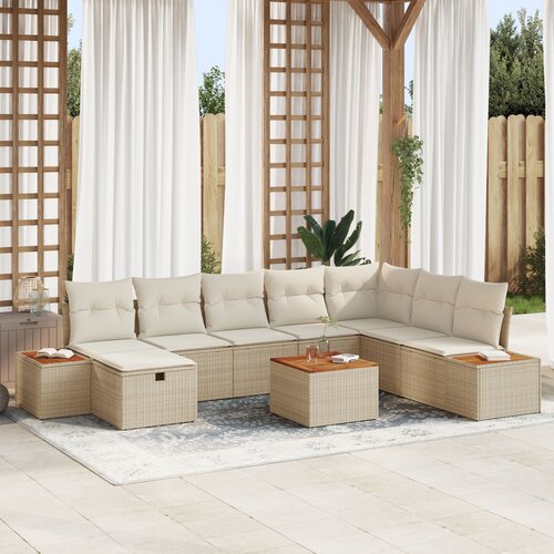 VidaXL 9-dijelni Vrtni Sofa Set s Jastučićima Bež Poli Ratan Slike